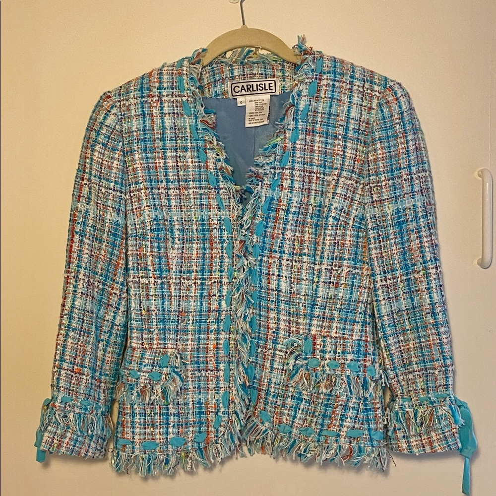 Blue multicolored tweed jacket by Carlisle.